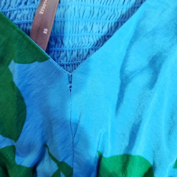 Anthropologie The Silverlake Flutter-Sleeve Dress with pockets in blue green XS - Picture 16 of 16